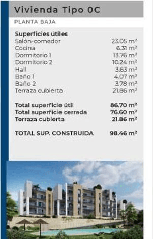 Apartamento Obra Nueva Bonalba Golf Hills Mutxamel 2 dormitorios terraza